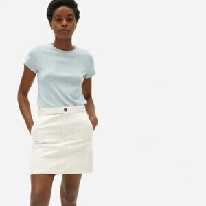 EVERLANE The Canvas Stamp Cotton Mini Skirt Cream Bone | Size 10